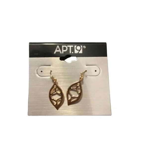 APT 9 EARRINGS GOLD PLATED HOOP WITH DESIGNS - Picture 1 of 2
